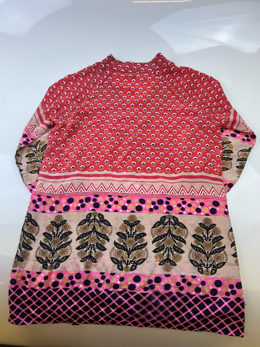 Tolani Red Patterned Silk Dress N261-28 - Picture 5 of 8